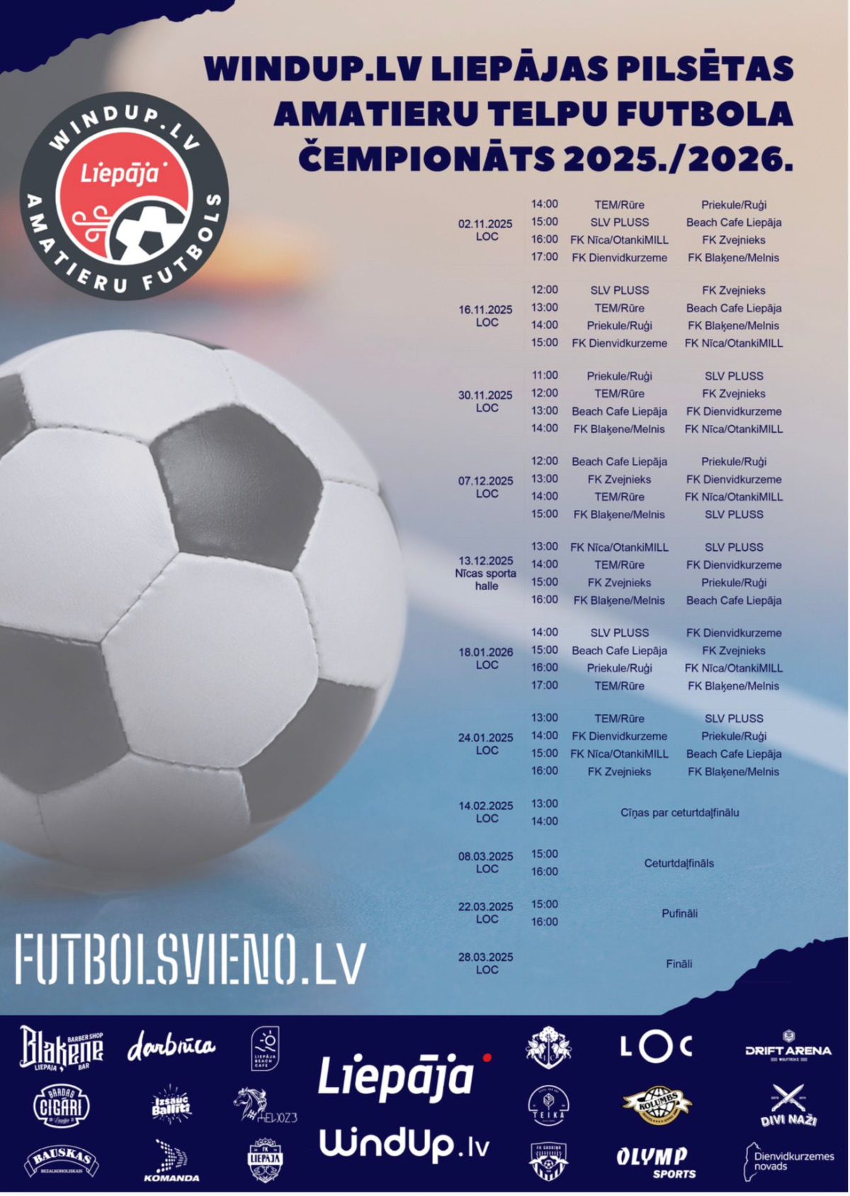 Windup.lv Liepājas amatieru telpu futbola čempionāts 25./26.